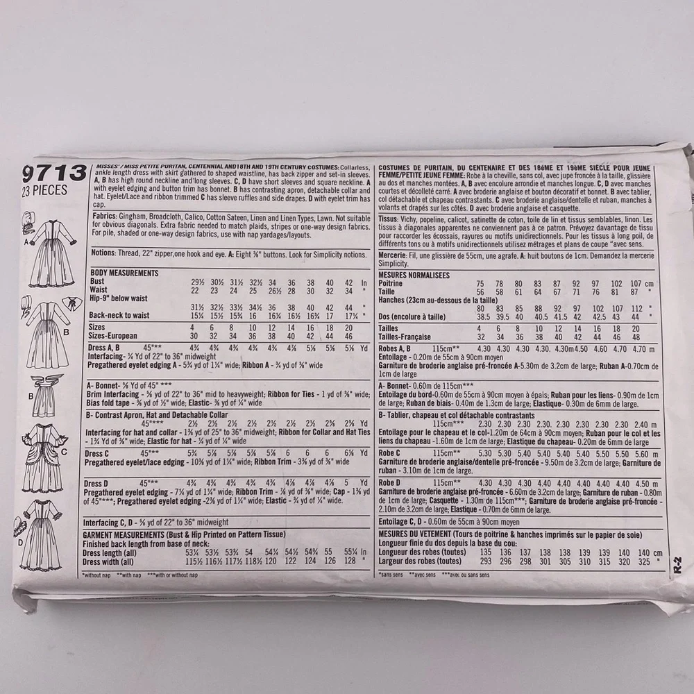 🪡 Simplicity Victorian Puritan Dress, 18th Century Dress Costume Sewing Pattern - Picture 2 of 6